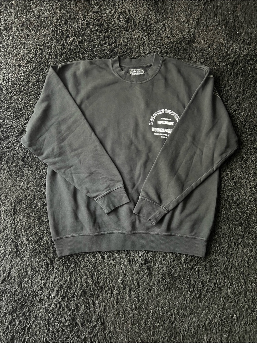 Darc Sport Black Crewneck Sweatshirt with White Chest Graphic